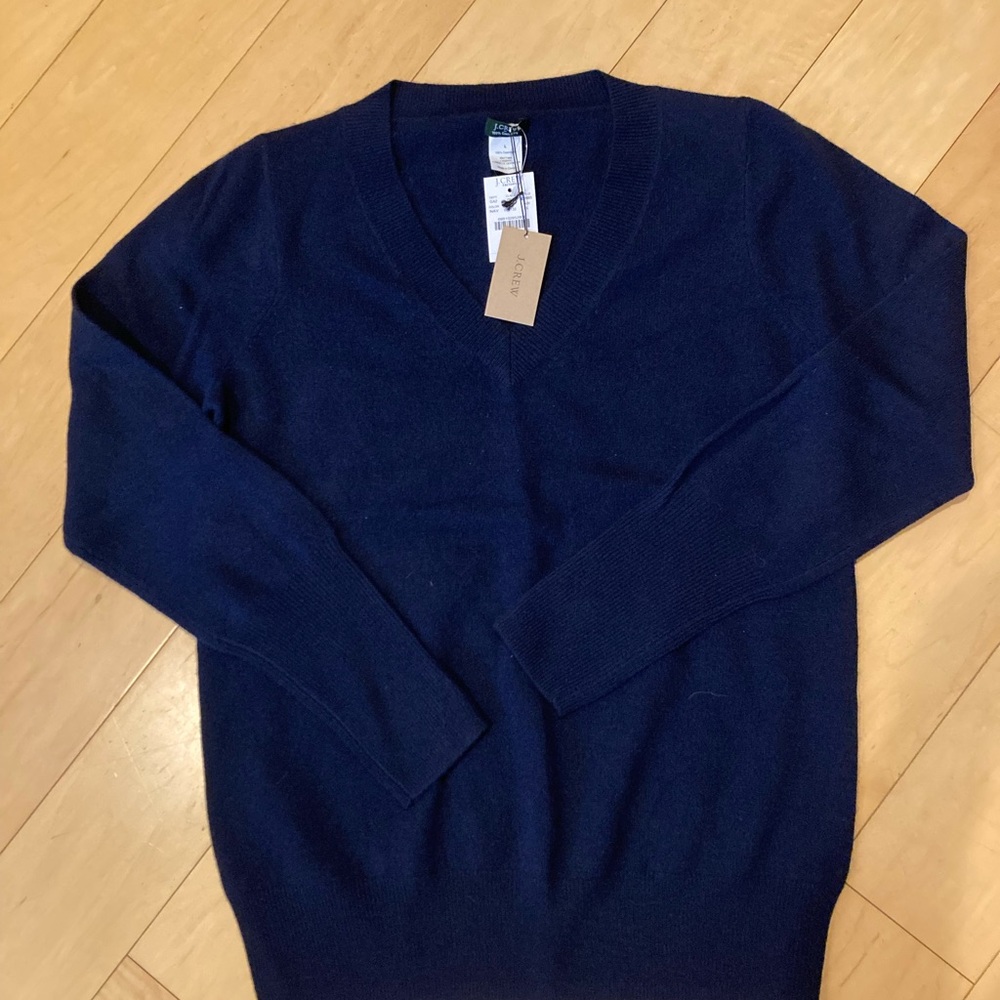 J. Crew Women’s Deep Blue V-Neck Sweater